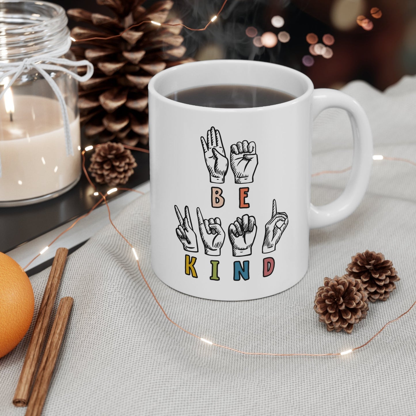 Be Kind Sign Language Ceramic Mug 11oz