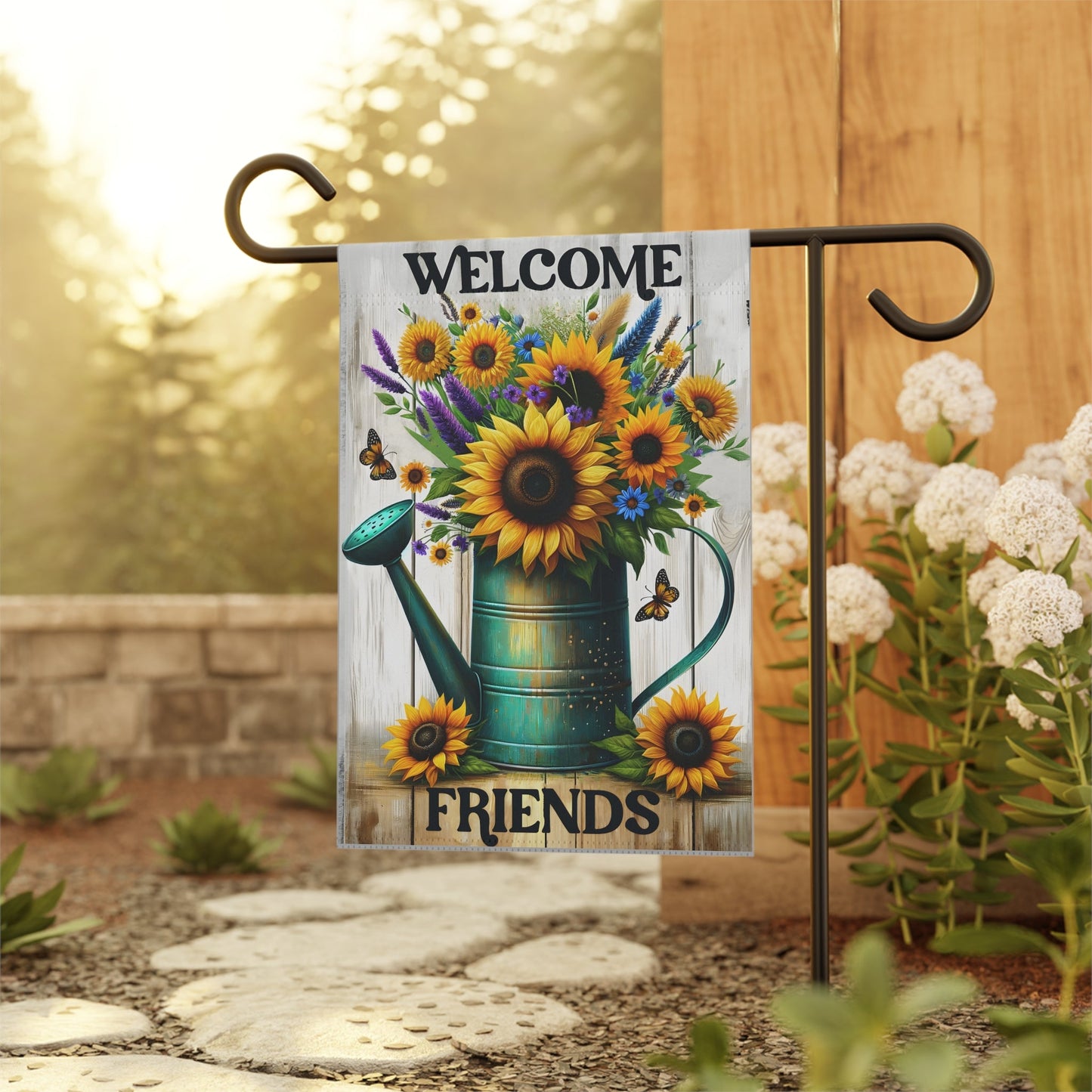 Welcome Friends Sunflowers Garden & House Banner