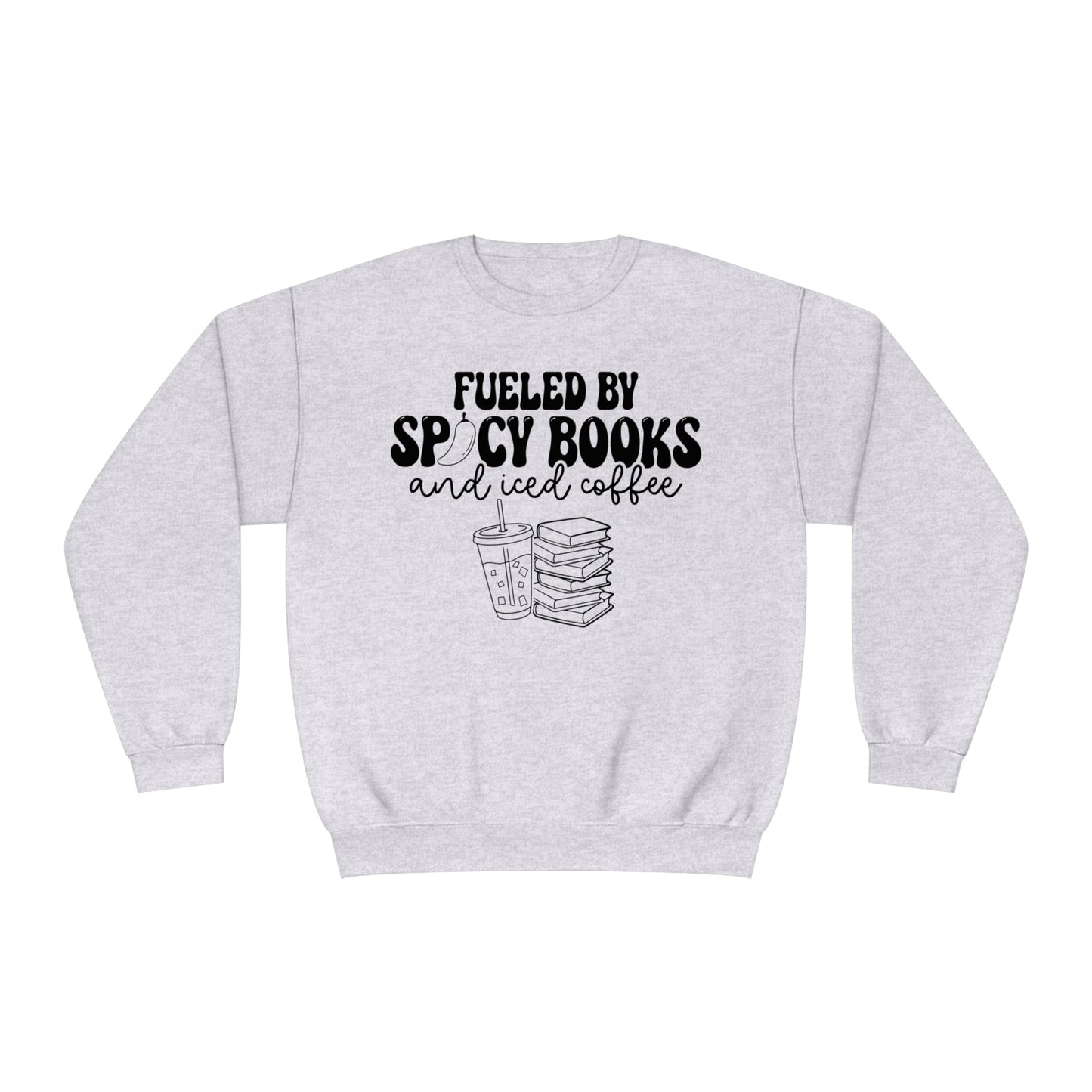 Fueled by Spicy Books and Iced Coffee NuBlend® Crewneck Sweatshirt