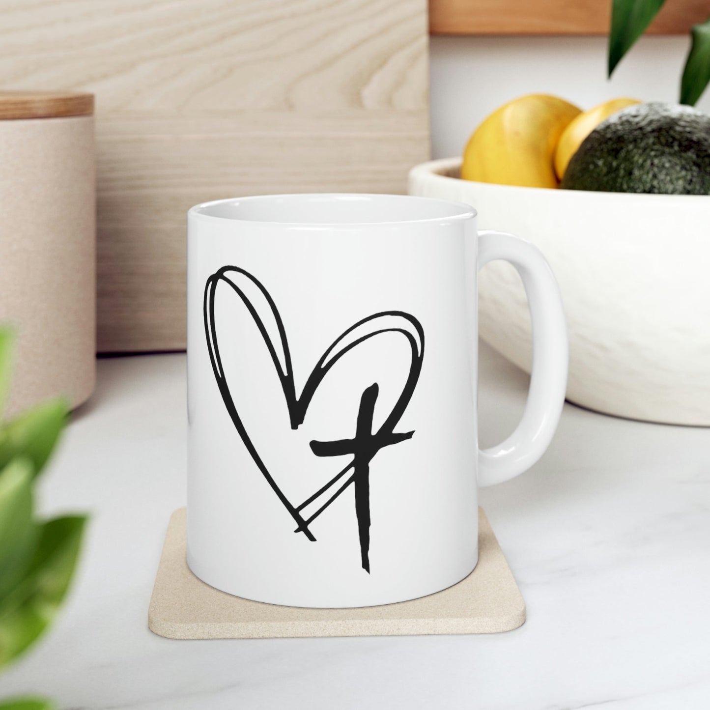 Heart Cross Ceramic Mug 11oz