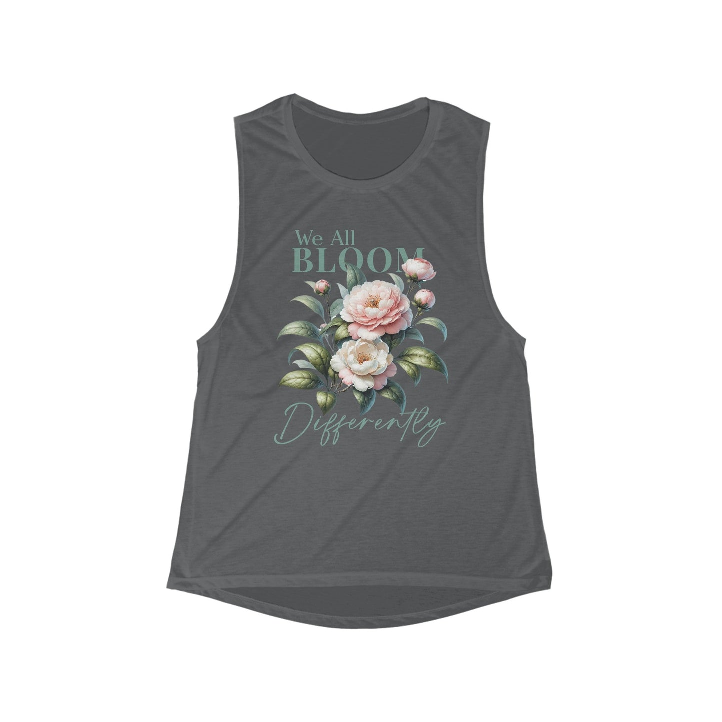 We All Bloom Differently Women's Flowy Scoop Muscle Tank