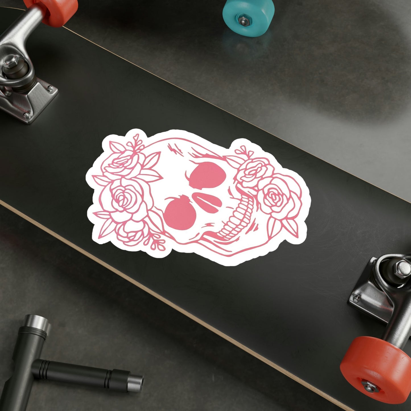 Pink Floral Skull Sticker