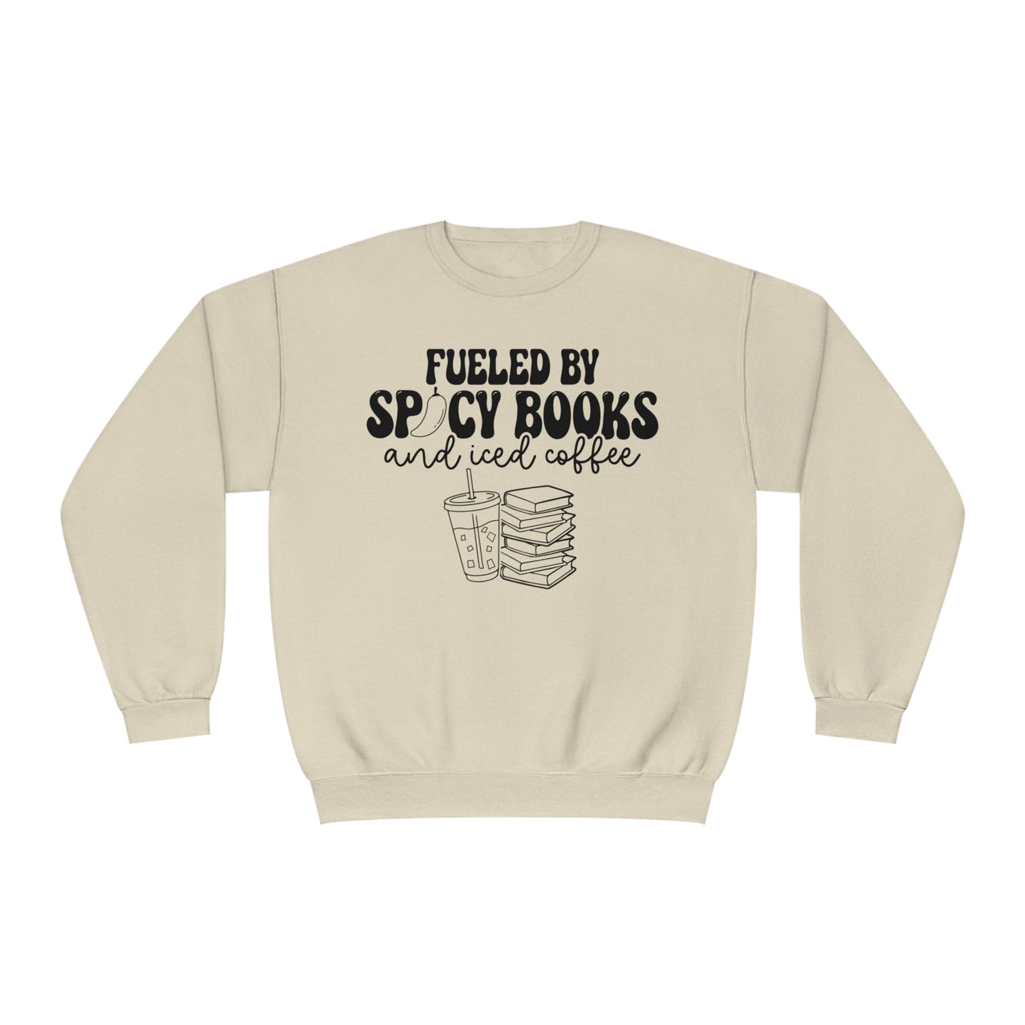 Fueled by Spicy Books and Iced Coffee NuBlend® Crewneck Sweatshirt