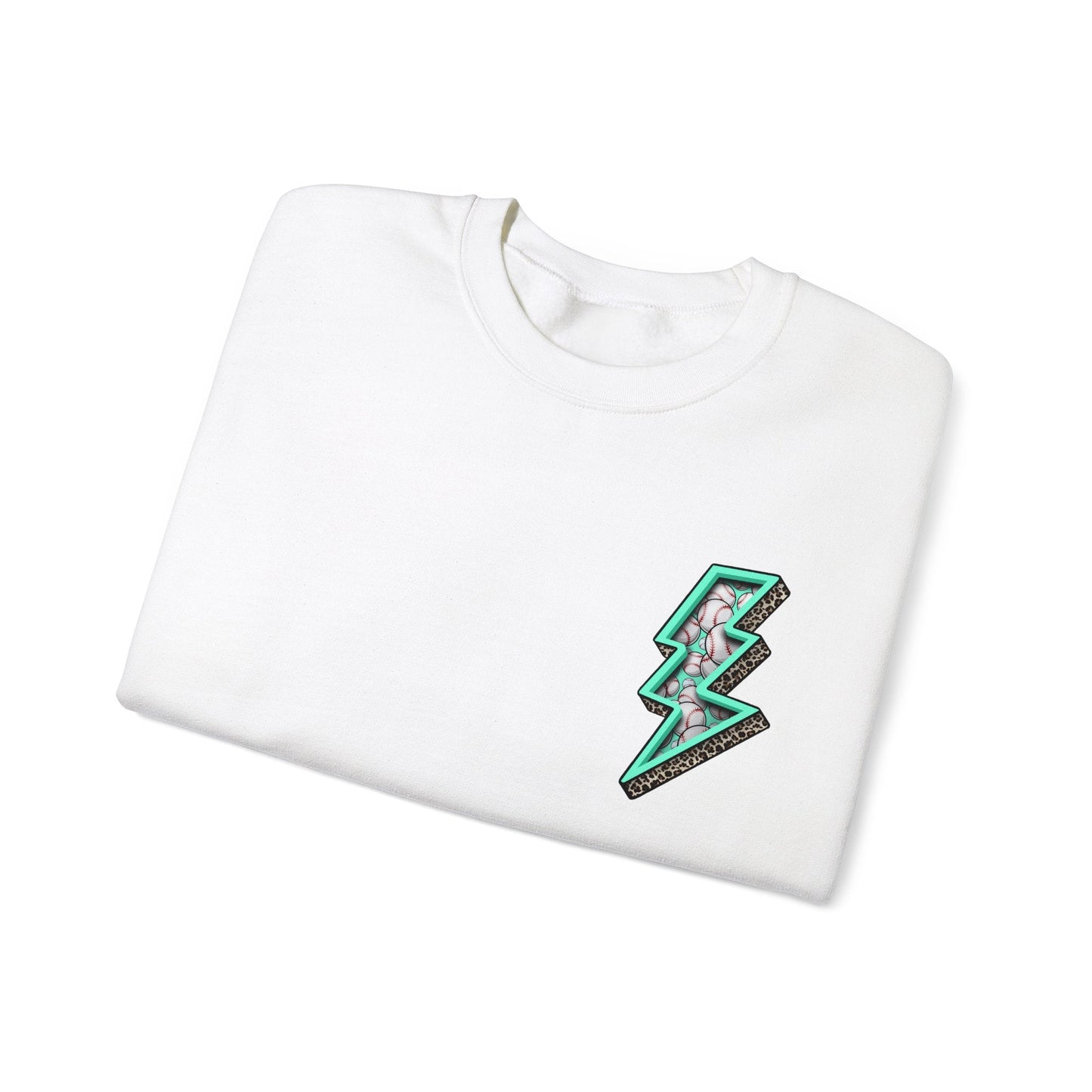 Teal Baseball MaMa Lightning Bolt F/B Heavy Blend™ Crewneck Sweatshirt