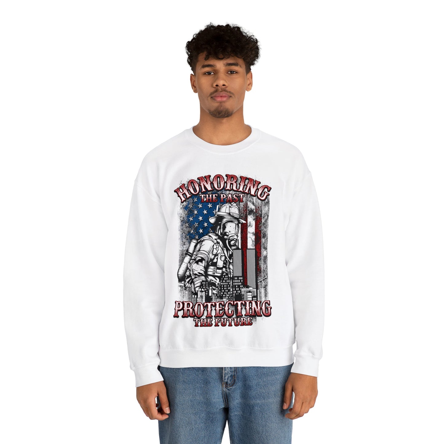 Firefighter Honoring and Protecting Heavy Blend™ Crewneck Sweatshirt