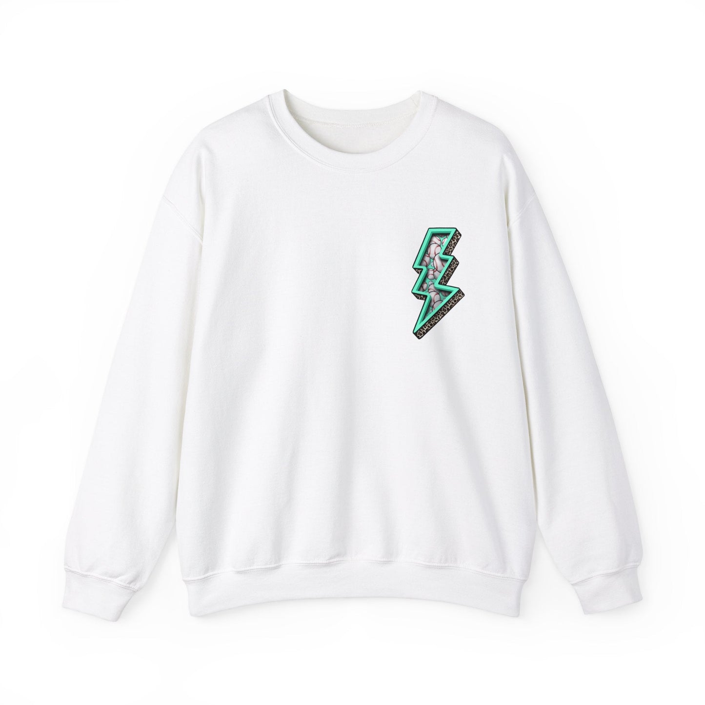 Teal Baseball MaMa Lightning Bolt F/B Heavy Blend™ Crewneck Sweatshirt