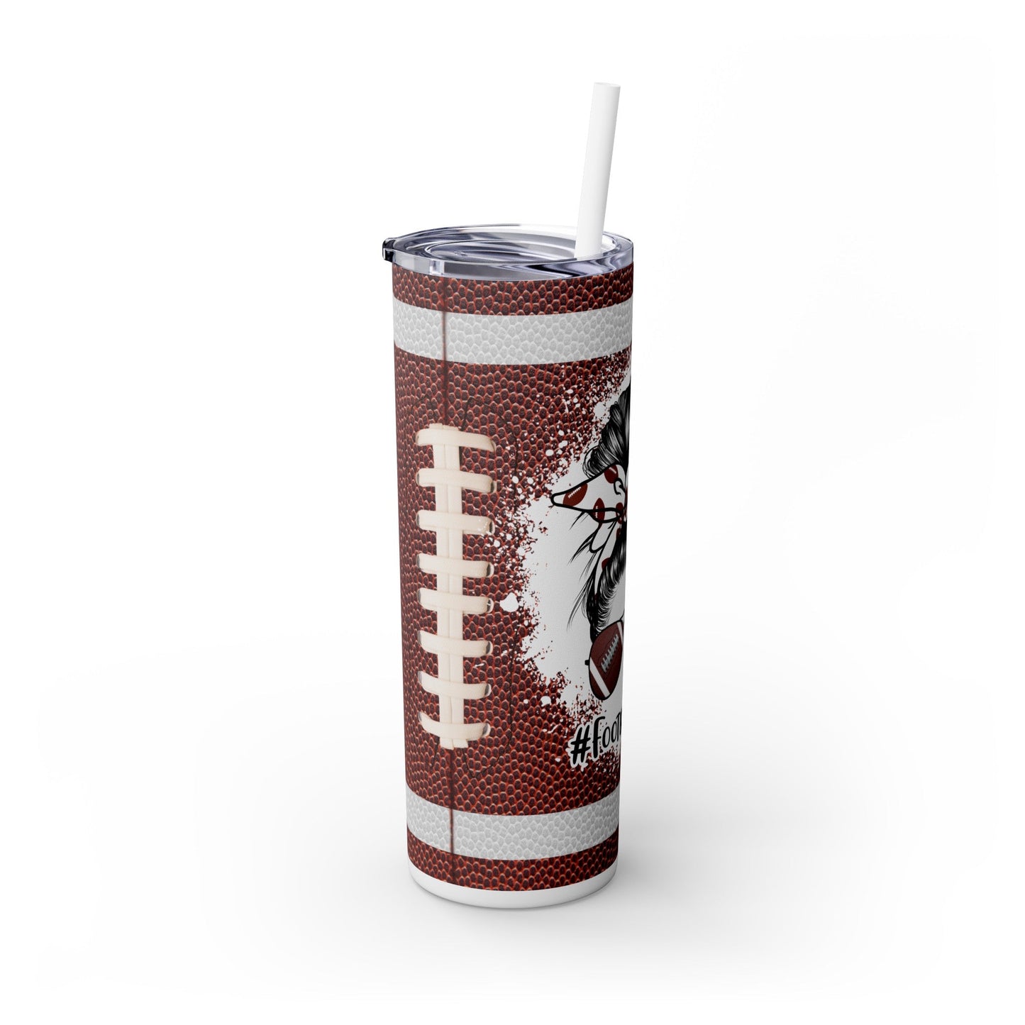 #Football Mom Skinny Tumbler with Straw, 20oz