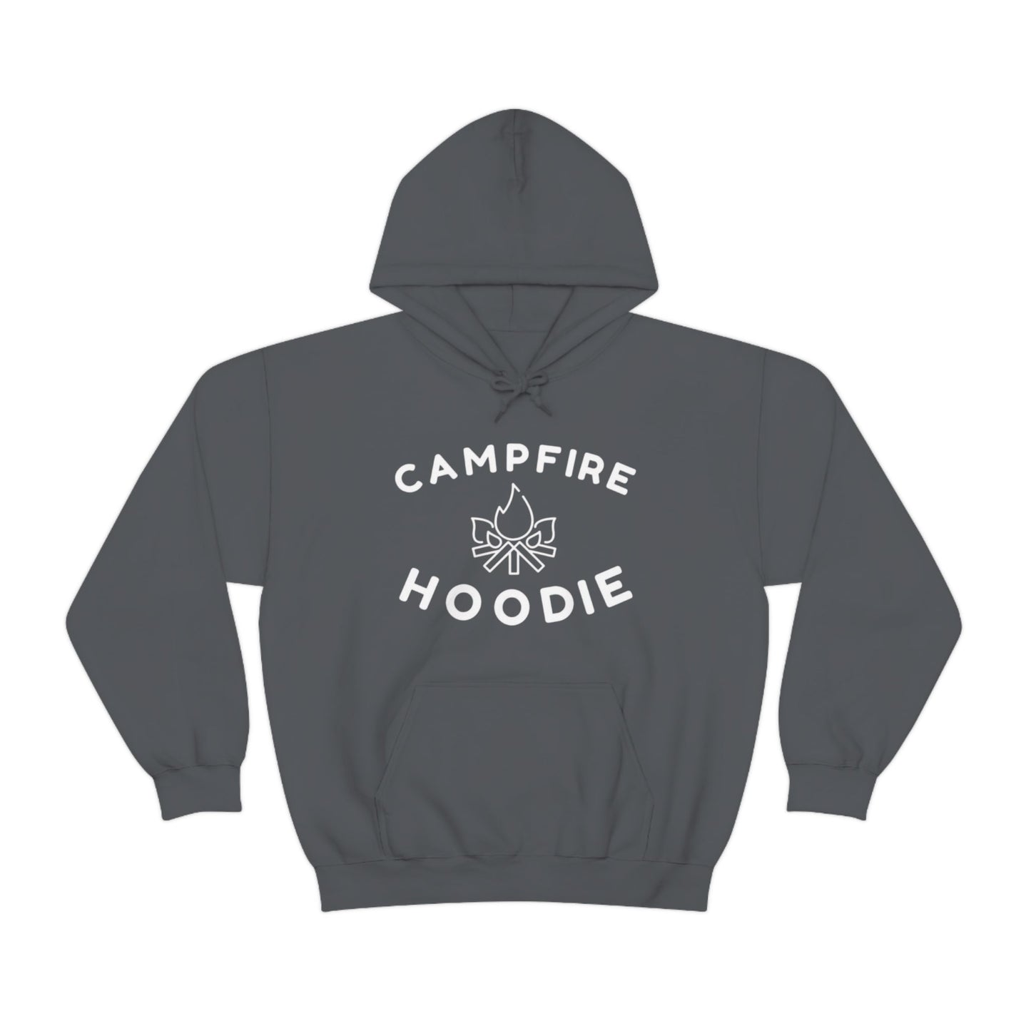 Campfire Hoodie White Print Heavy Blend™ Hooded Sweatshirt