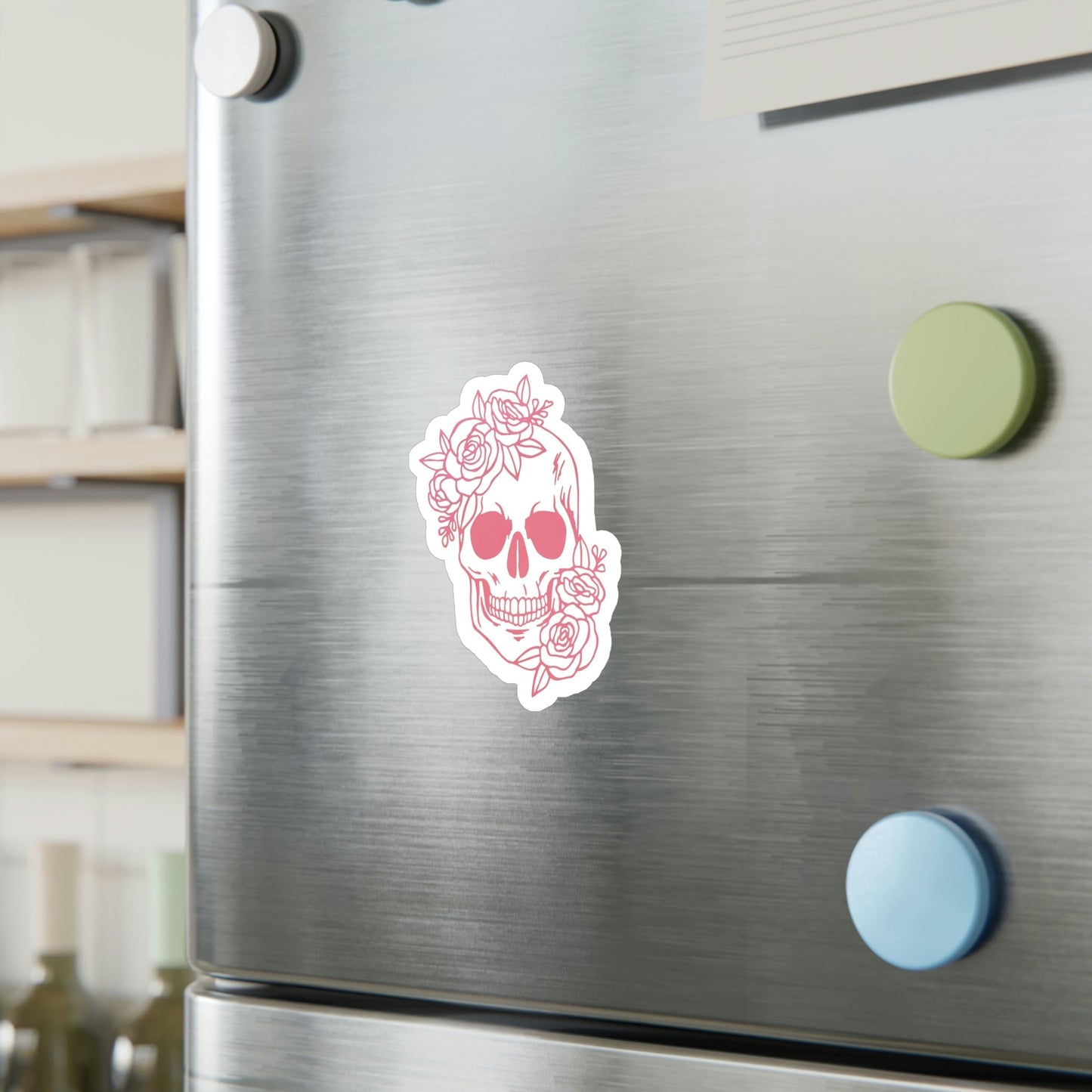 Pink Floral Skull Sticker