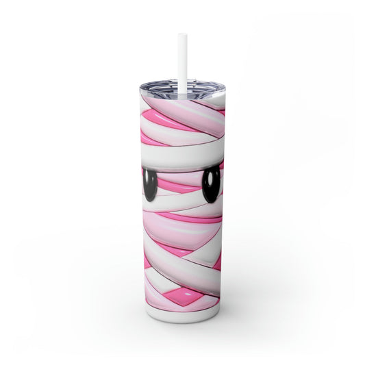 Inflated Pink Mummy Skinny Tumbler with Straw, 20oz