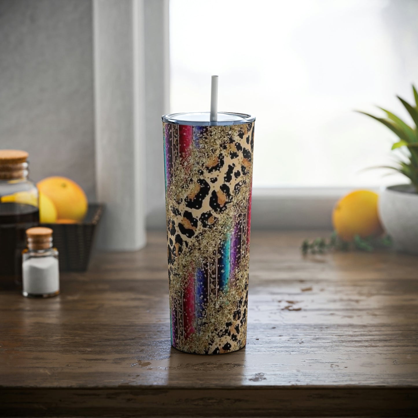 Leopard and Serape - Skinny Tumbler