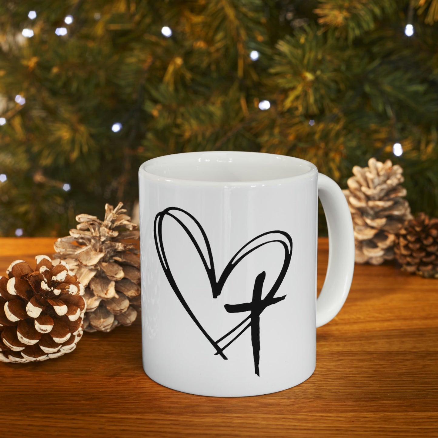 Heart Cross Ceramic Mug 11oz