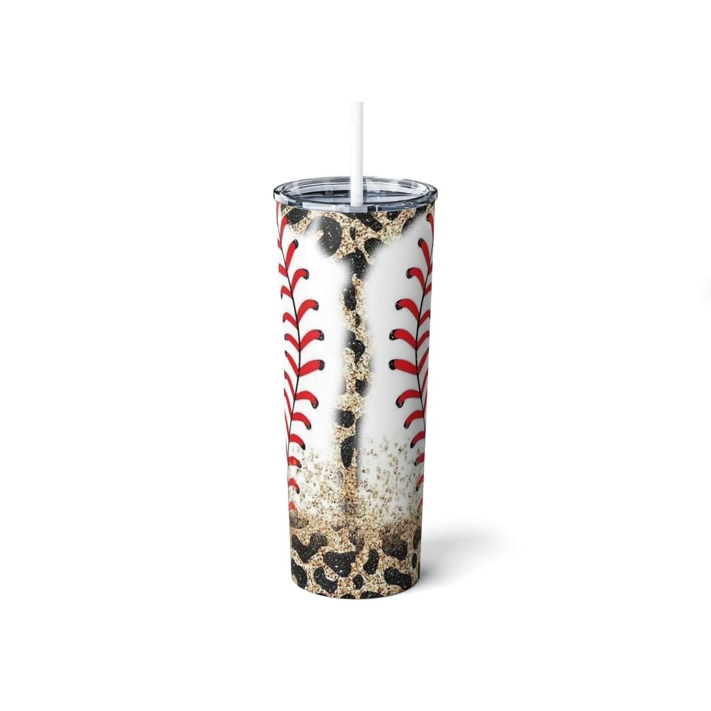 Baseball Mama Leopard Skinny Tumbler