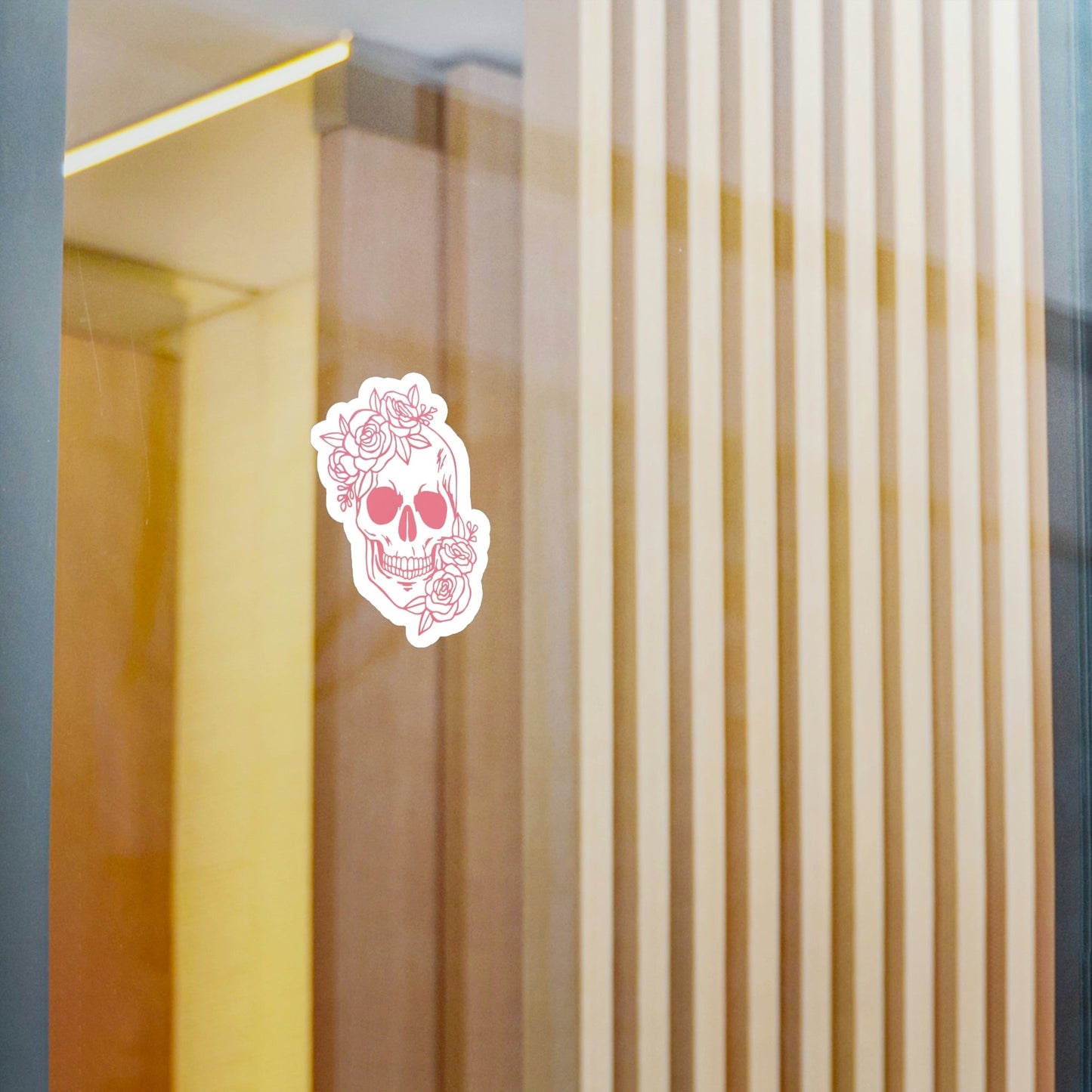 Pink Floral Skull Sticker