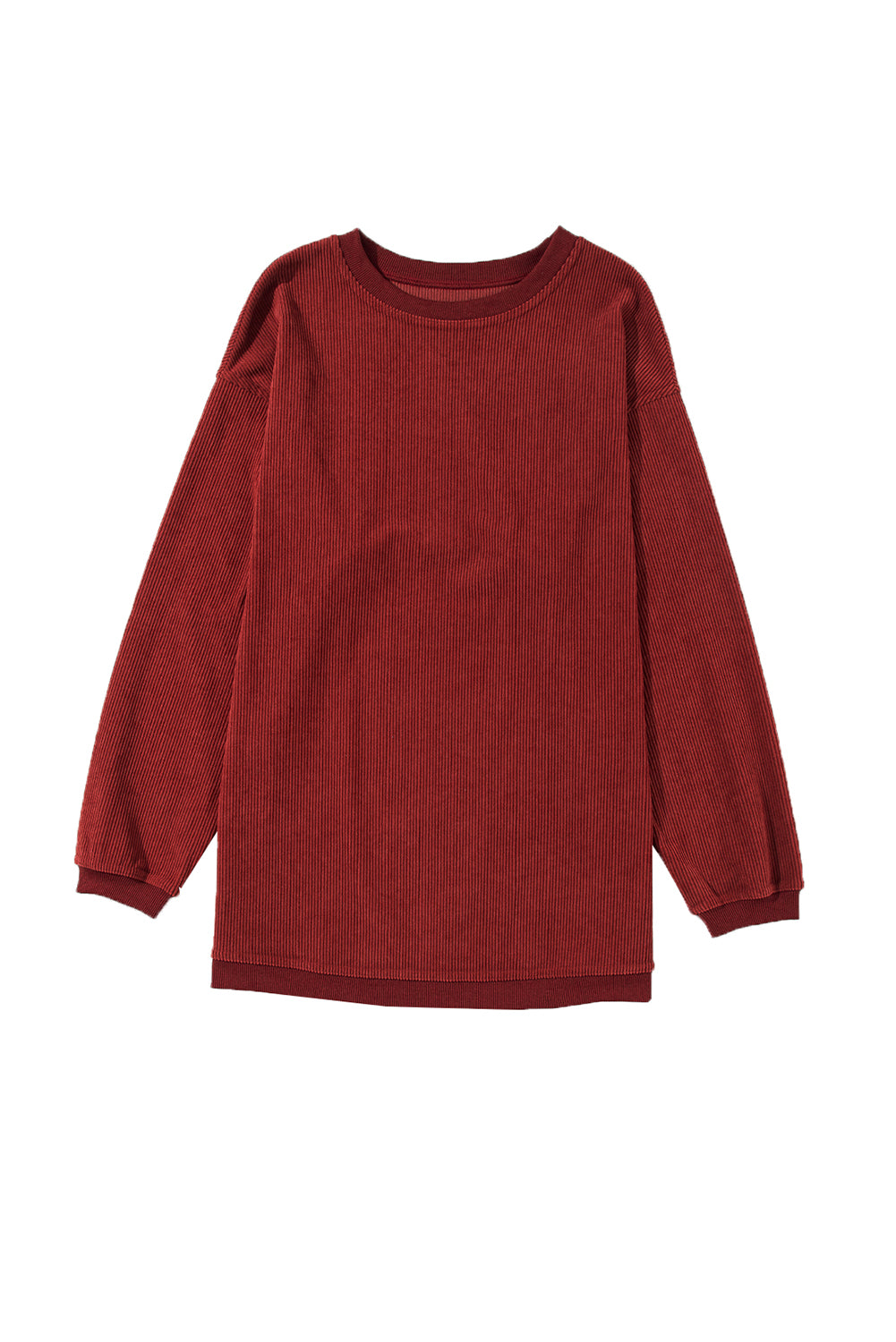 Racing Red Ribbed Corded Oversized Sweatshirt