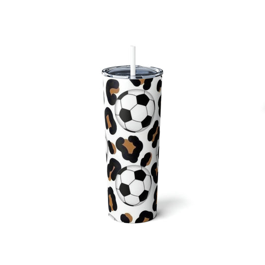 Leopard Soccer Skinny Tumbler