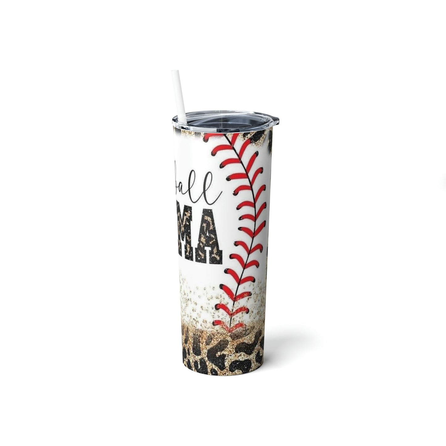 Baseball Mama Leopard Skinny Tumbler