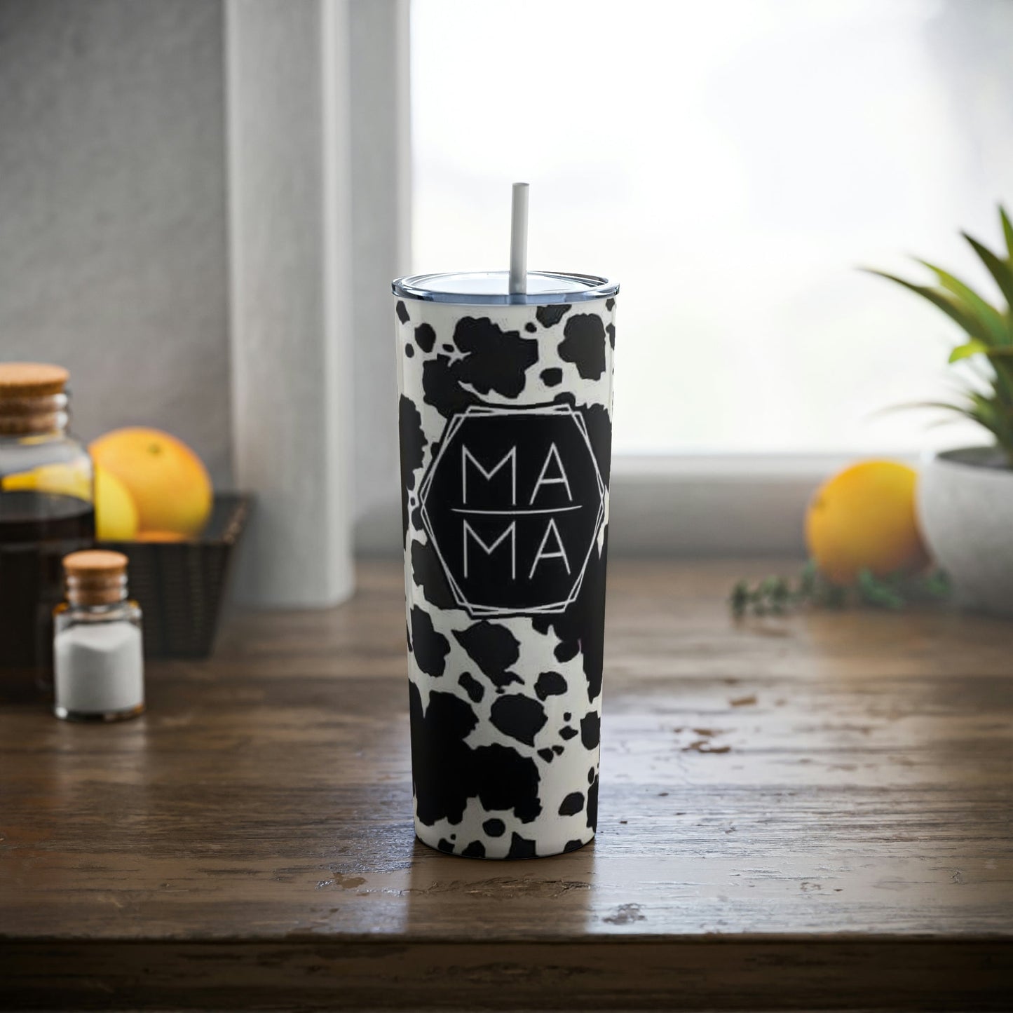 Mama Cowhide B&W Skinny Tumbler