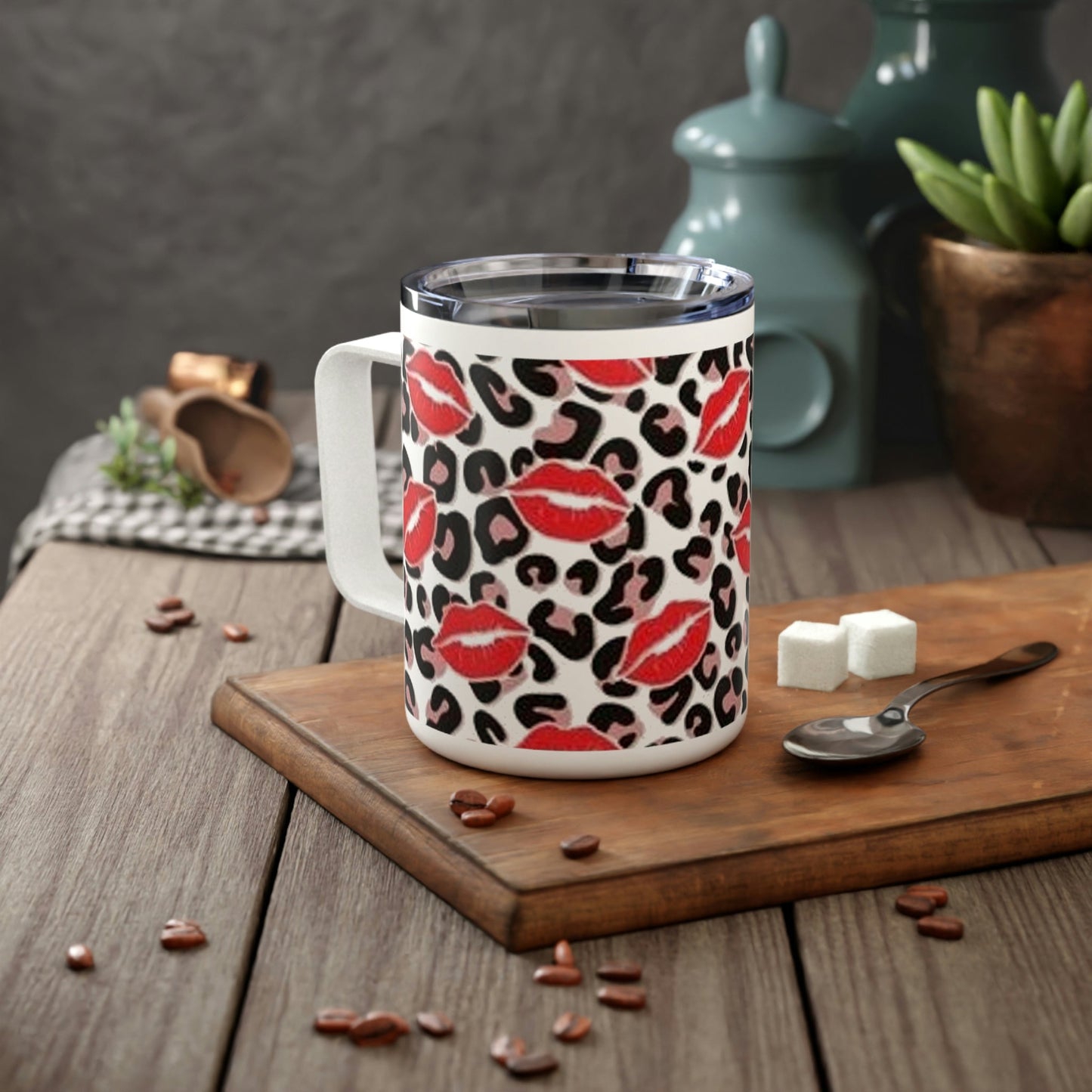 Leopard Lips- Insulated Coffee Mug, 10oz