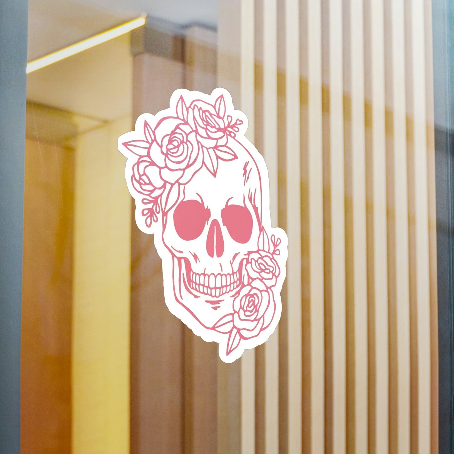 Pink Floral Skull Sticker