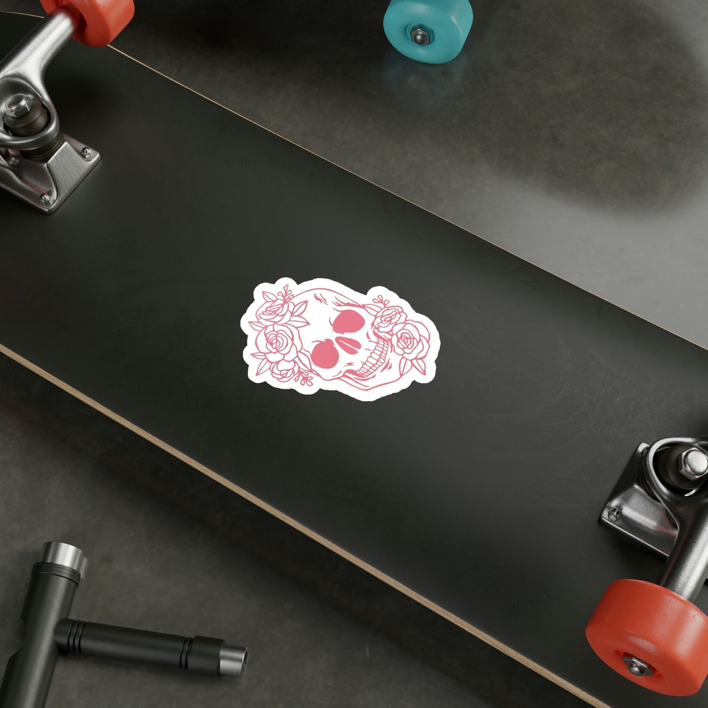 Pink Floral Skull Sticker