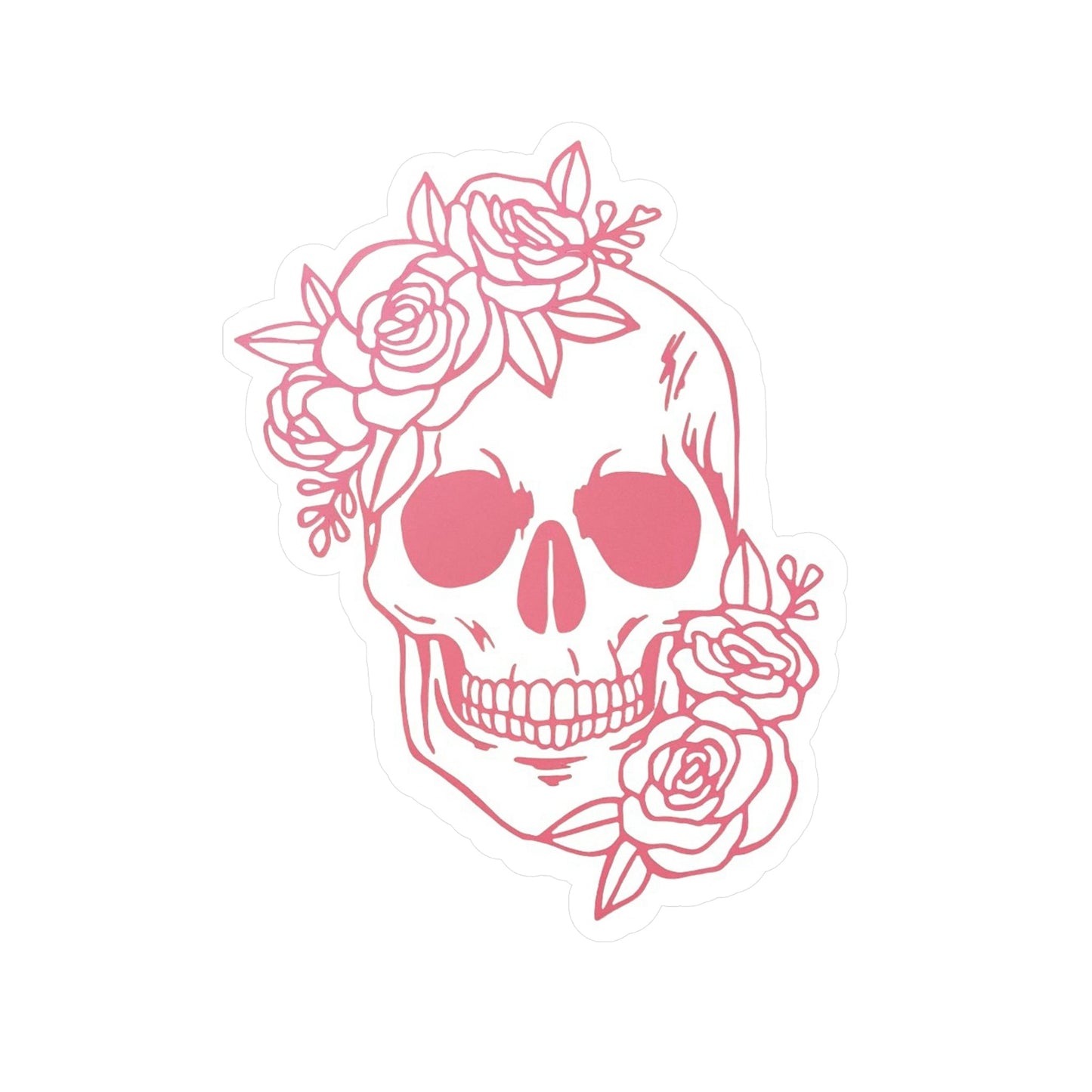 Pink Floral Skull Sticker