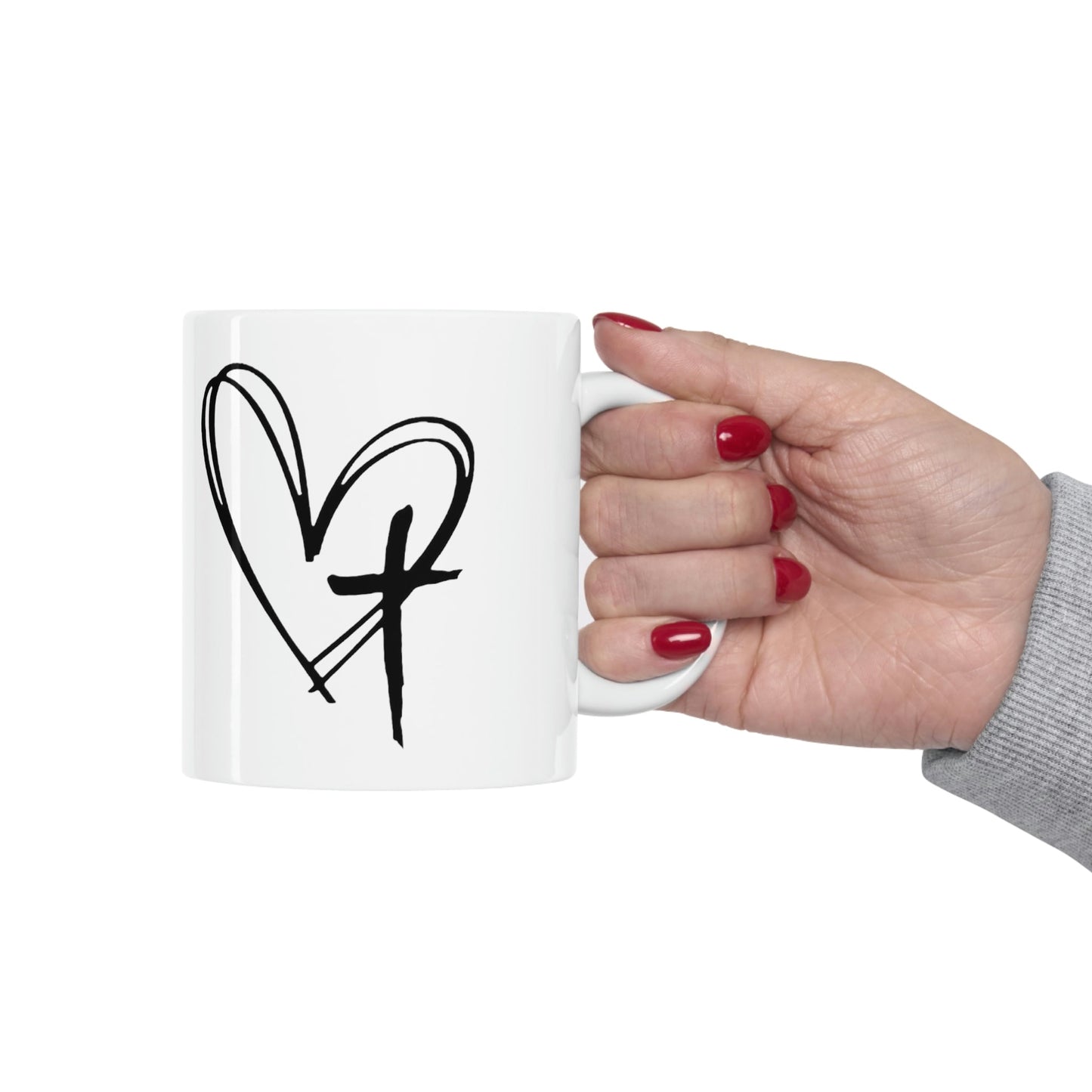 Heart Cross Ceramic Mug 11oz