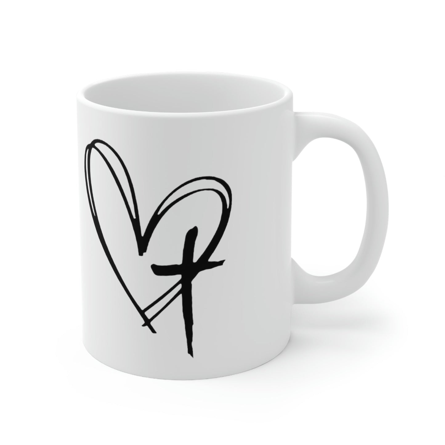 Heart Cross Ceramic Mug 11oz