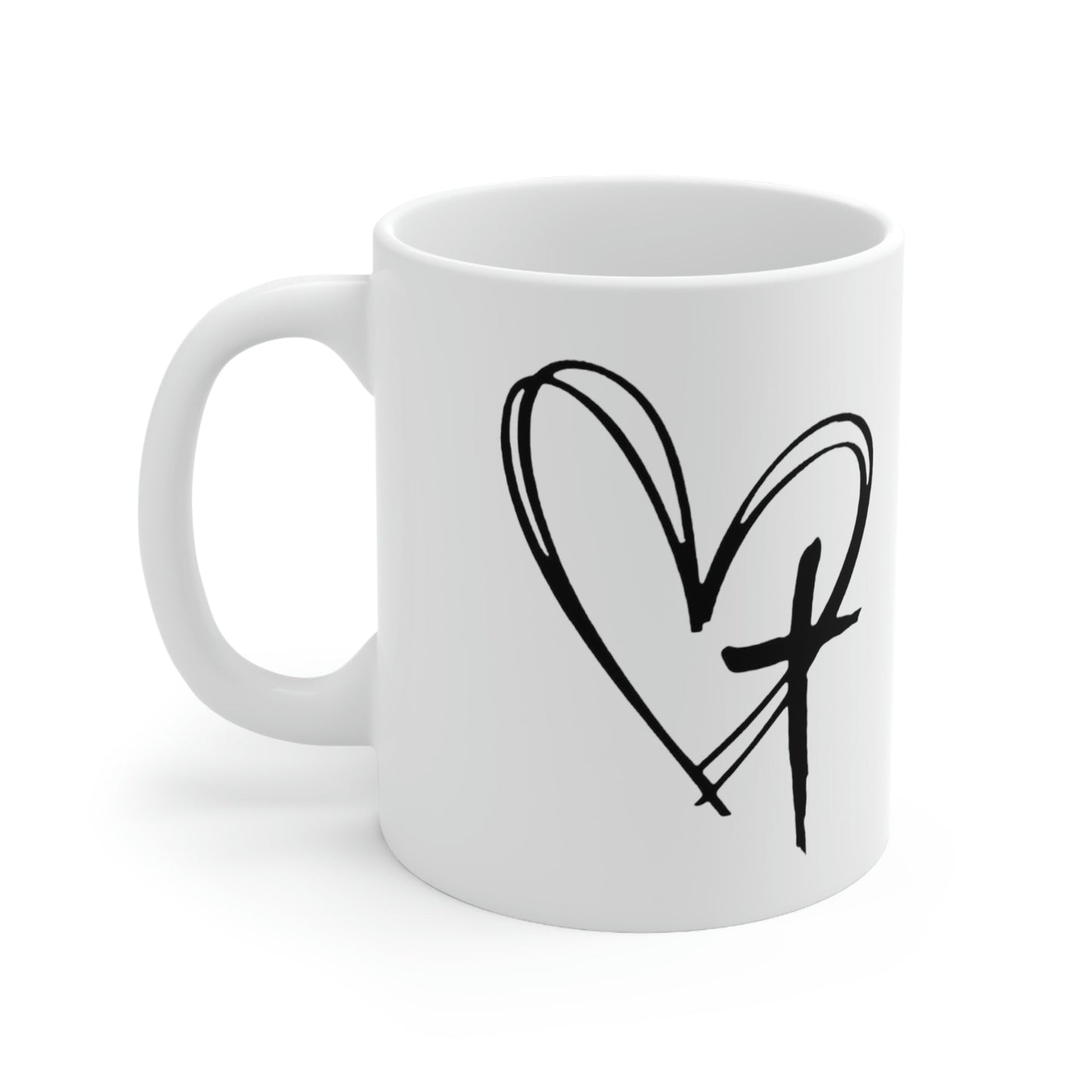 Heart Cross Ceramic Mug 11oz