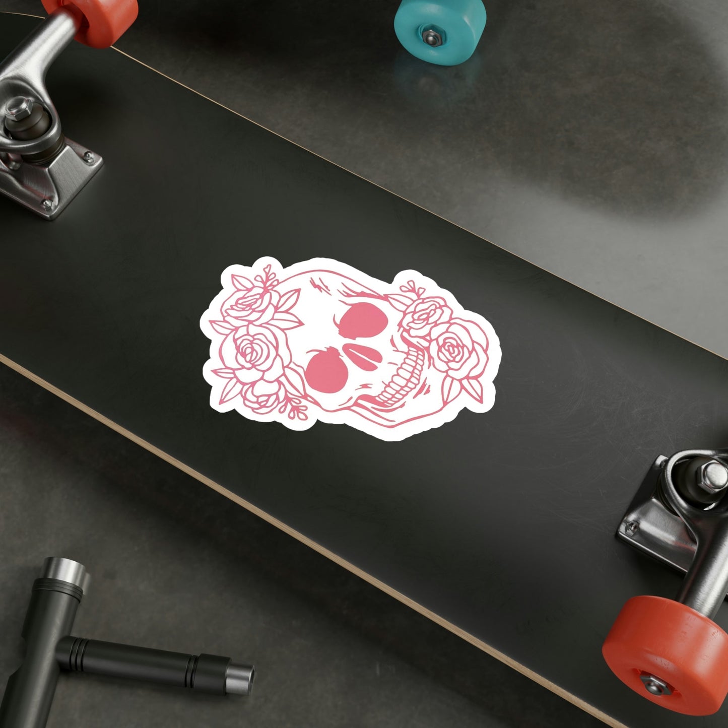 Pink Floral Skull Sticker